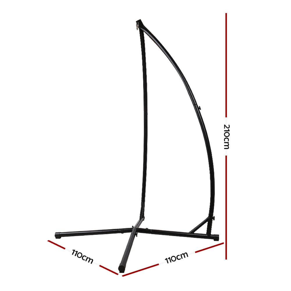 Garden Outdoor Hammock A Shape Steel Frame - Black