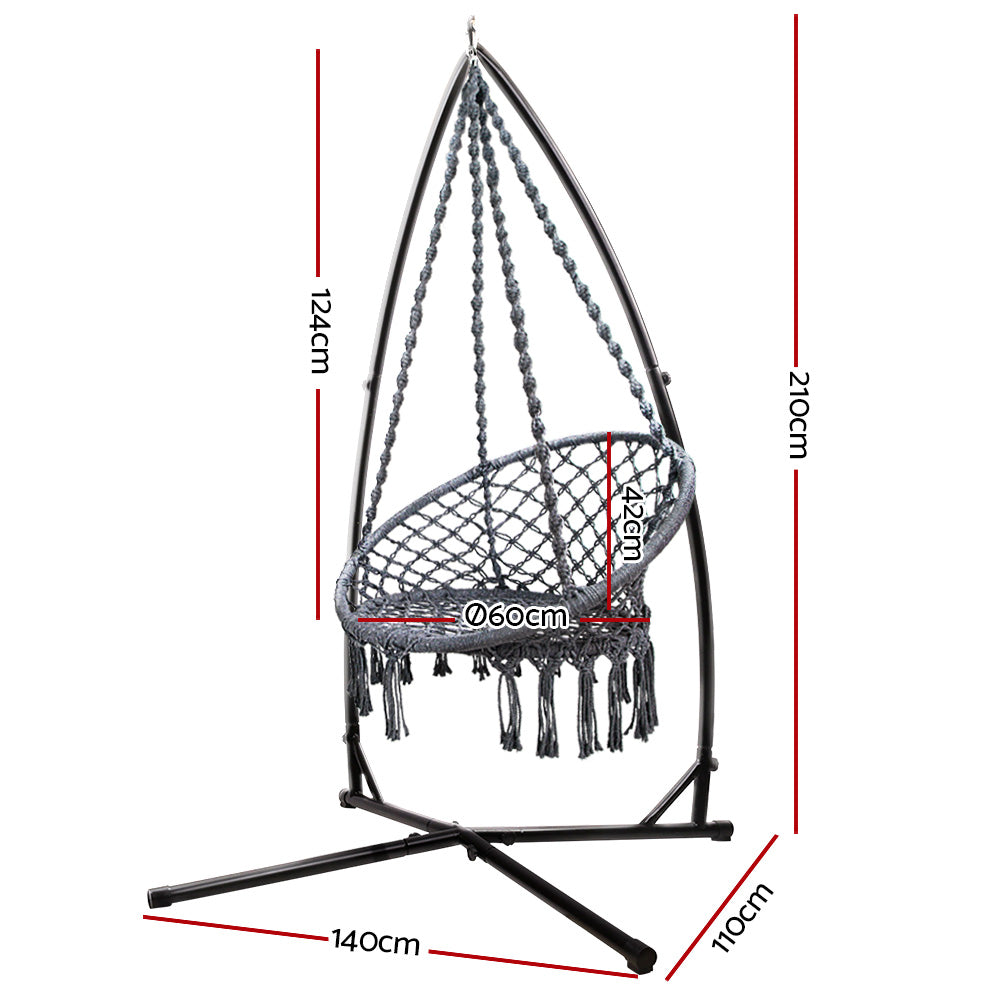 Outdoor Hammock Chair with Steel Stand Swing 120KG Capacity - Grey