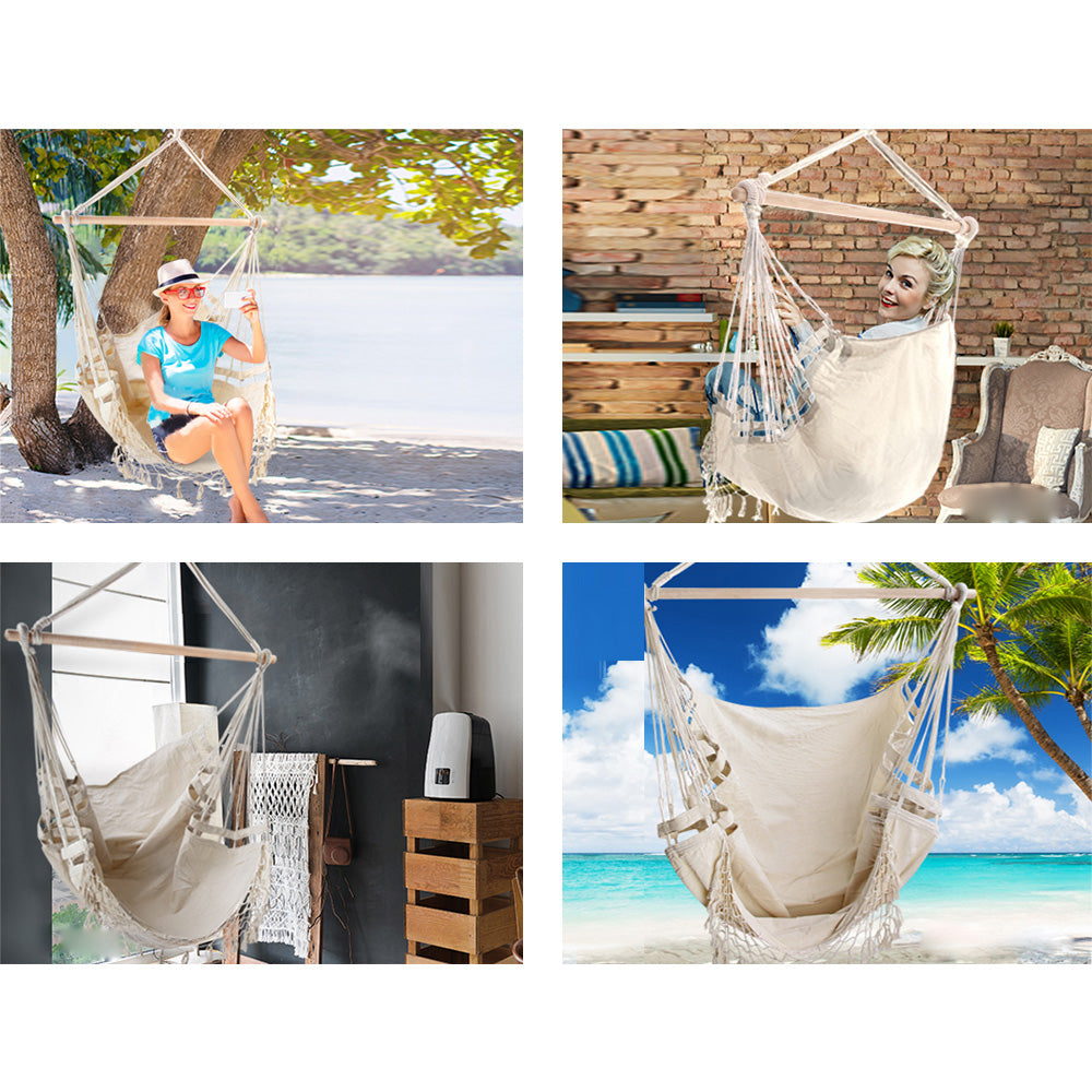Hammock Swing Chair - Creamy White - 120KG Capacity