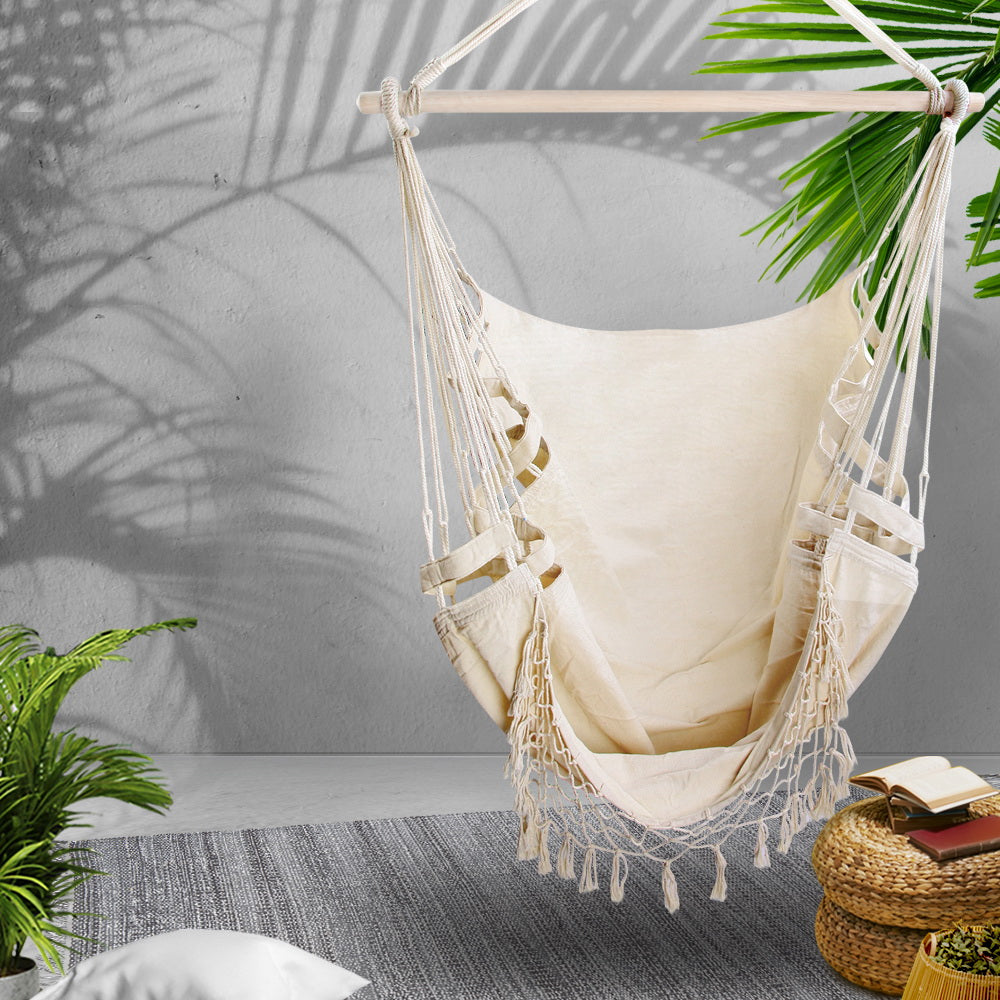 Hammock Swing Chair - Creamy White - 120KG Capacity