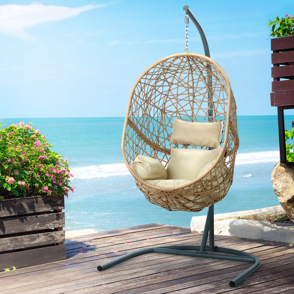 Swing Chair Egg Hammock Outdoor Furniture Wicker Seat - Yellow