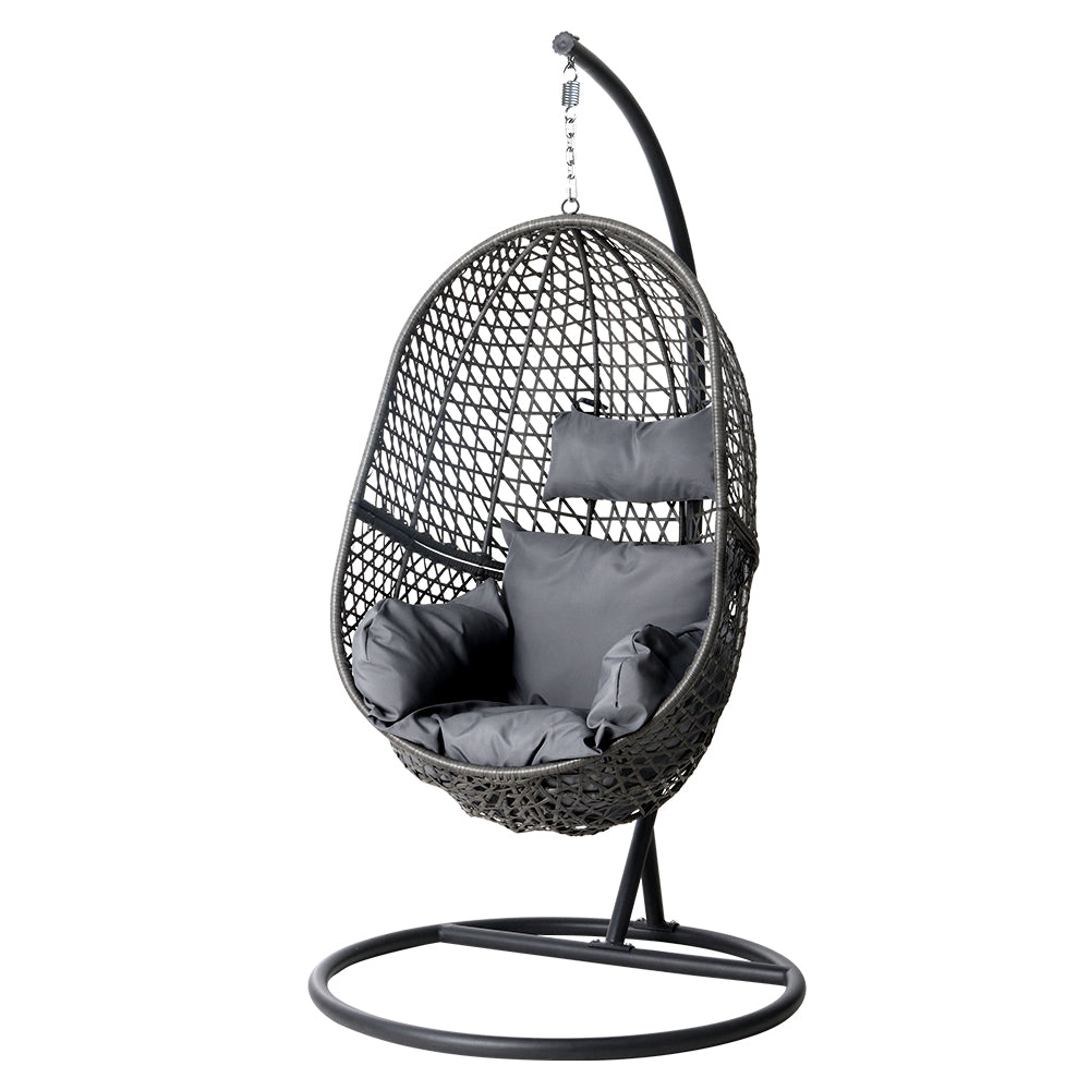 Swing Chair Egg Hammock with Stand Outdoor Furniture Seat - Black