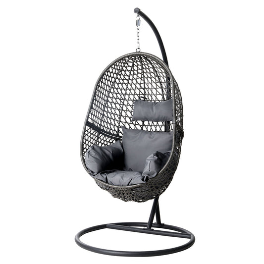 Swing Chair Egg Hammock with Stand Outdoor Furniture Seat - Black