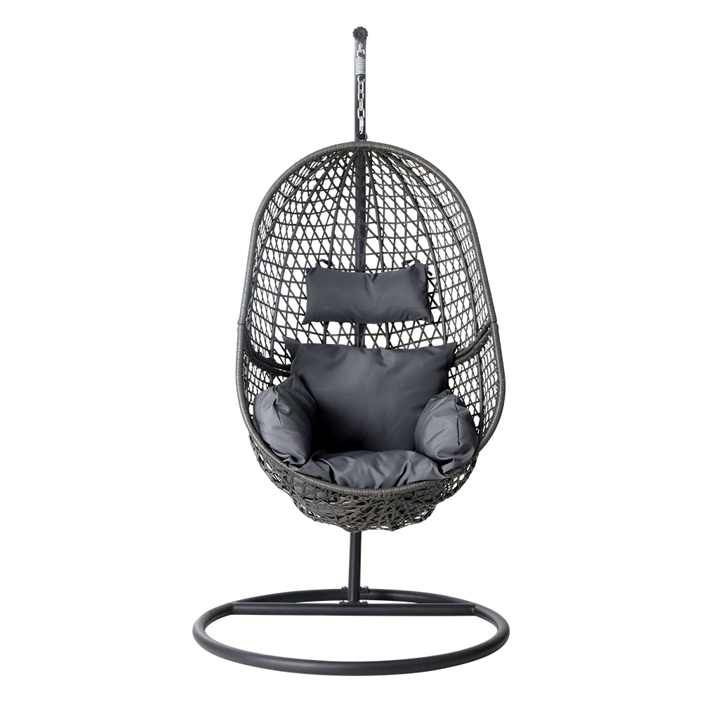 Swing Chair Egg Hammock with Stand Outdoor Furniture Seat - Black