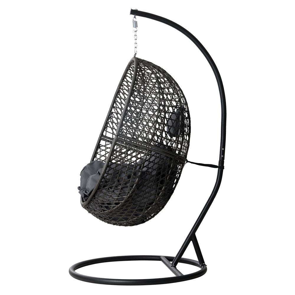 Swing Chair Egg Hammock with Stand Outdoor Furniture Seat - Black
