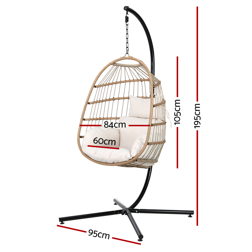 Egg Swing Chair Hammock Outdoor Furniture Hanging Wicker Seat - Black