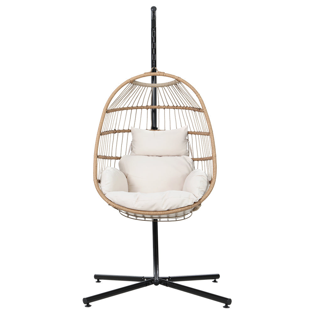 Egg Swing Chair Hammock Outdoor Furniture Hanging Wicker Seat - Black