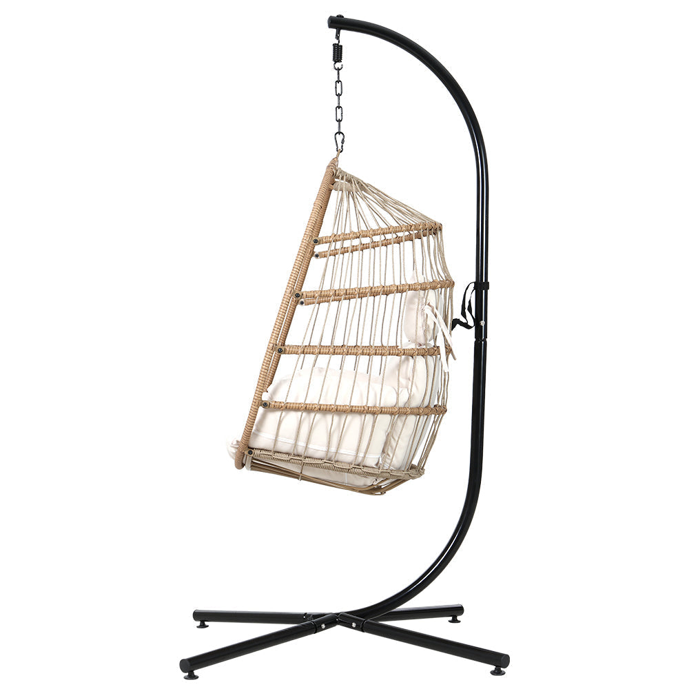 Egg Swing Chair Hammock Outdoor Furniture Hanging Wicker Seat - Black