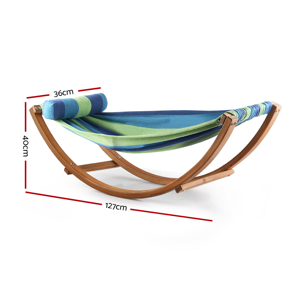 Kids Timber Hammock Bed Swing 45KG Capacity - Blue