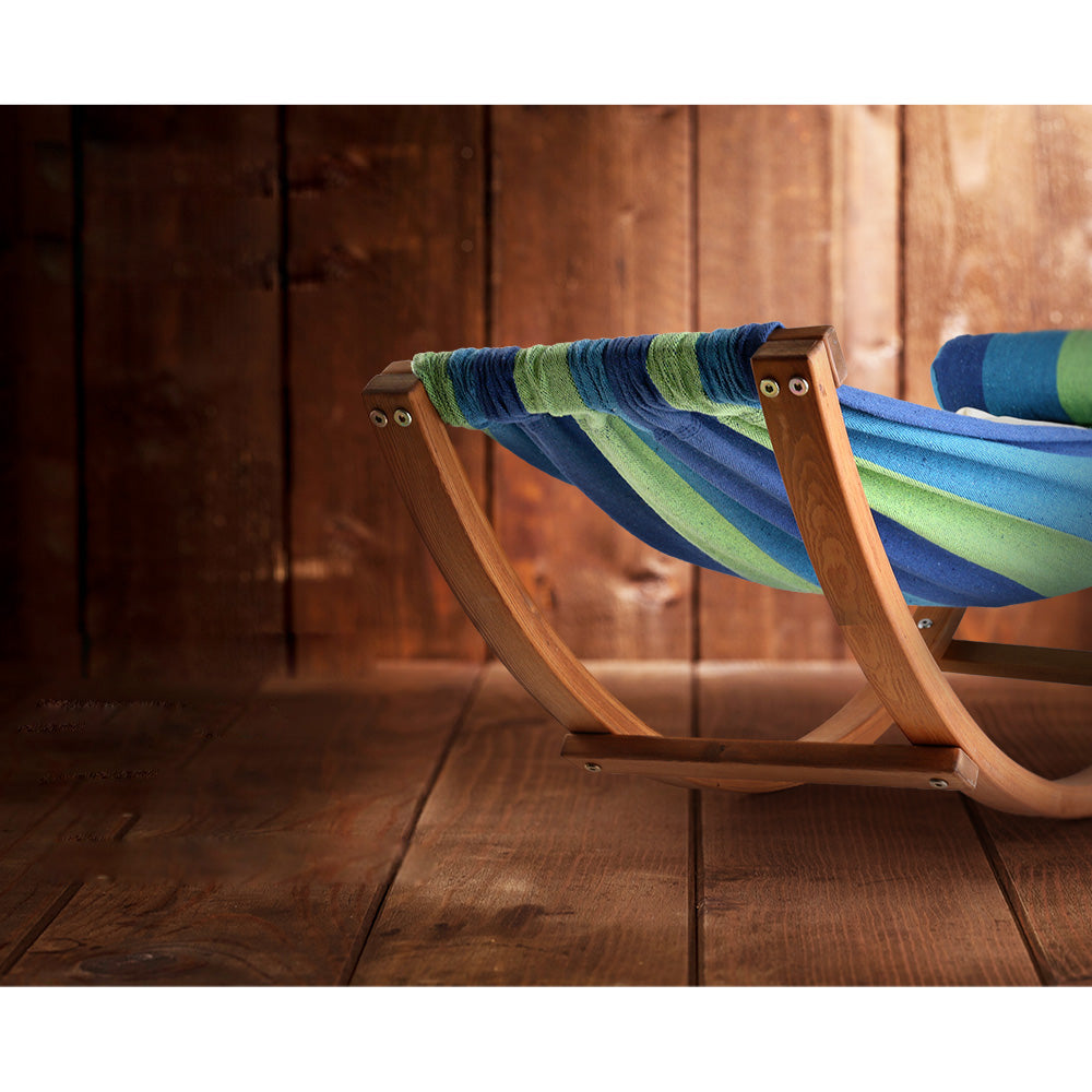Kids Timber Hammock Bed Swing 45KG Capacity - Blue