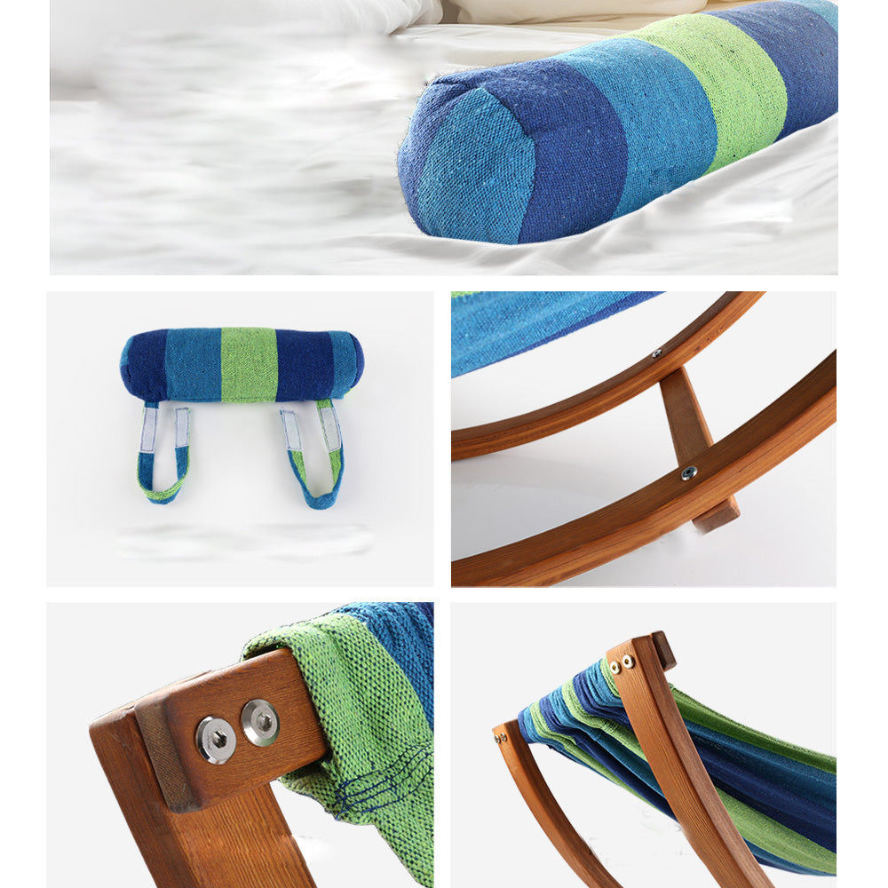 Kids Timber Hammock Bed Swing 45KG Capacity - Blue