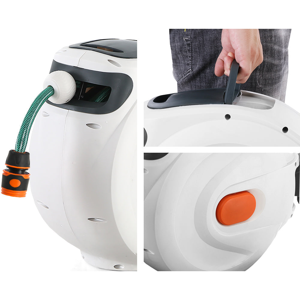 Retractable Hose Reel 20M Garden Water Spray Gun Auto Rewind