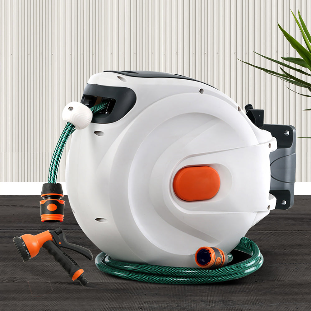 Retractable Hose Reel 20M Garden Water Spray Gun Auto Rewind