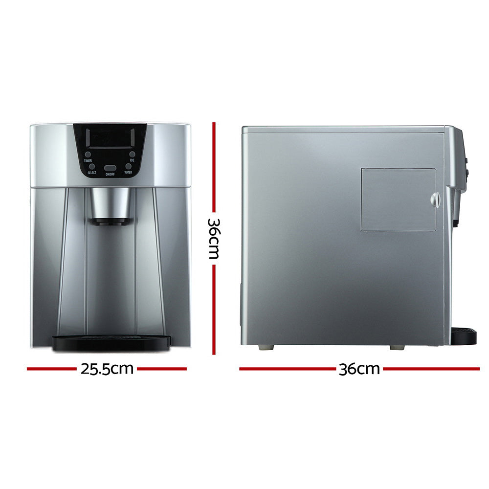 Portable Ice Cube Maker and 2L Water Dispenser - Silver