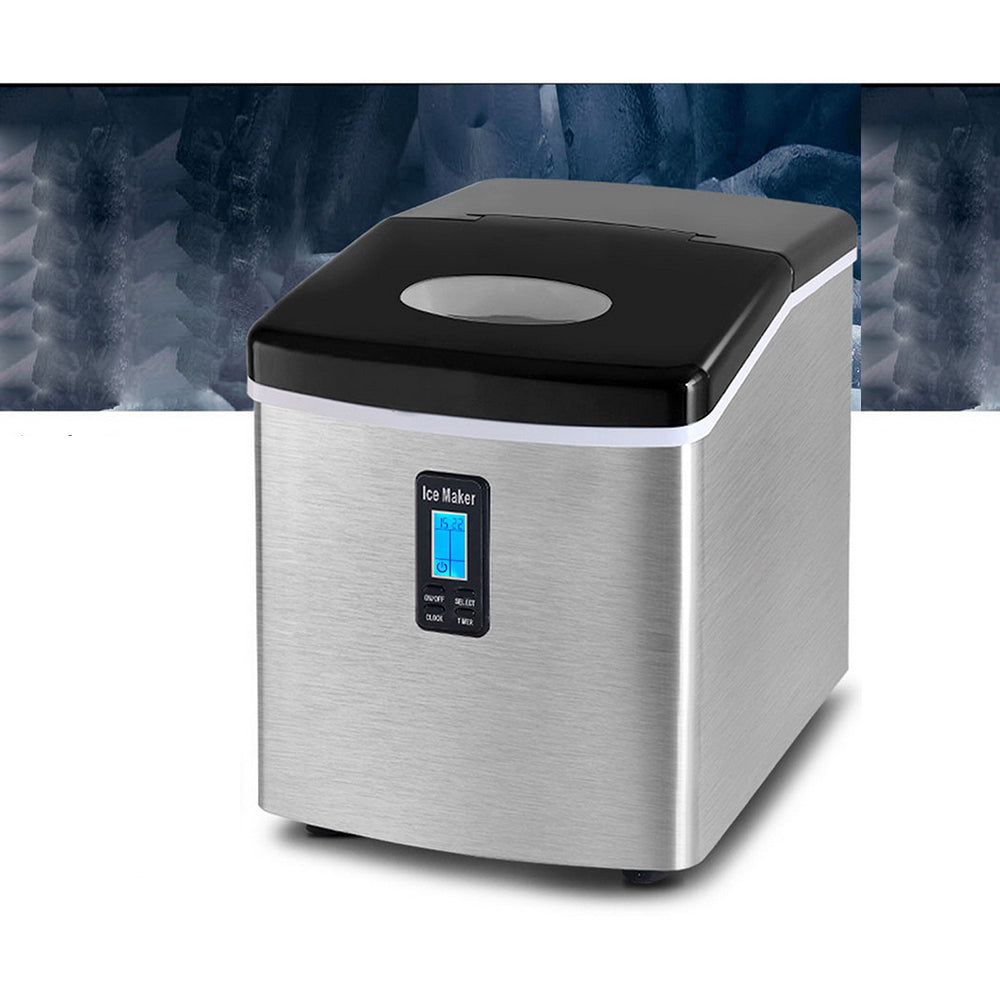 Stainless Steel Portable 3.2L Ice Cube Maker - Silver