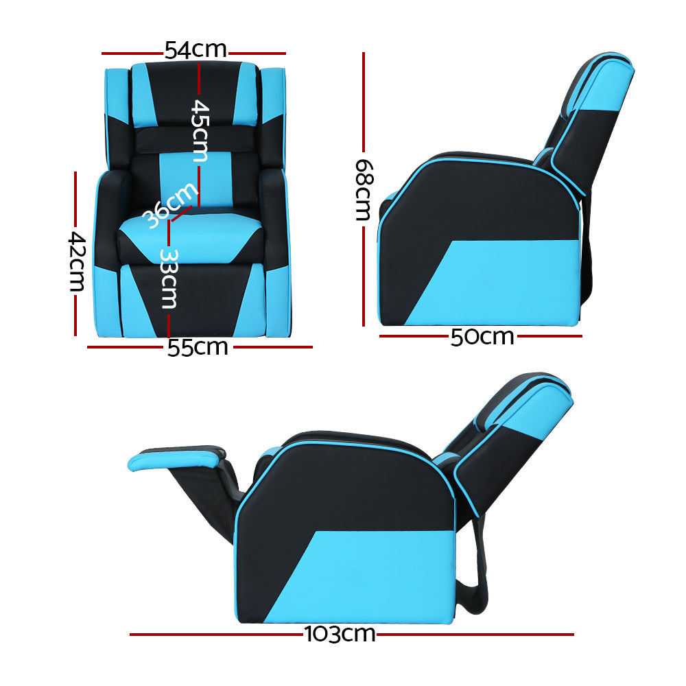 Kids Recliner Chair PU Leather Gaming Sofa Lounge Armchair - Black Red