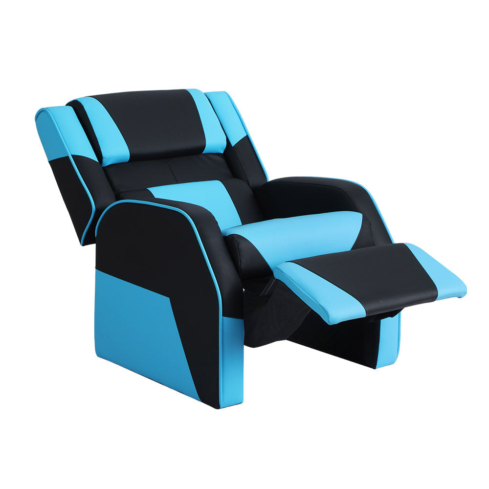 Kids Recliner Chair PU Leather Gaming Sofa Lounge Armchair - Black Red