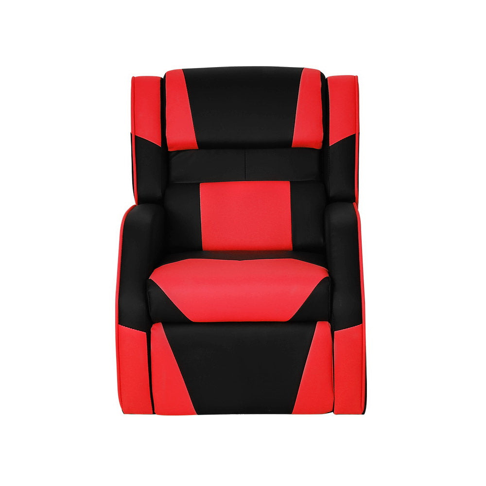 Kids Recliner Chair PU Leather Gaming Sofa Lounge Armchair - Black Red