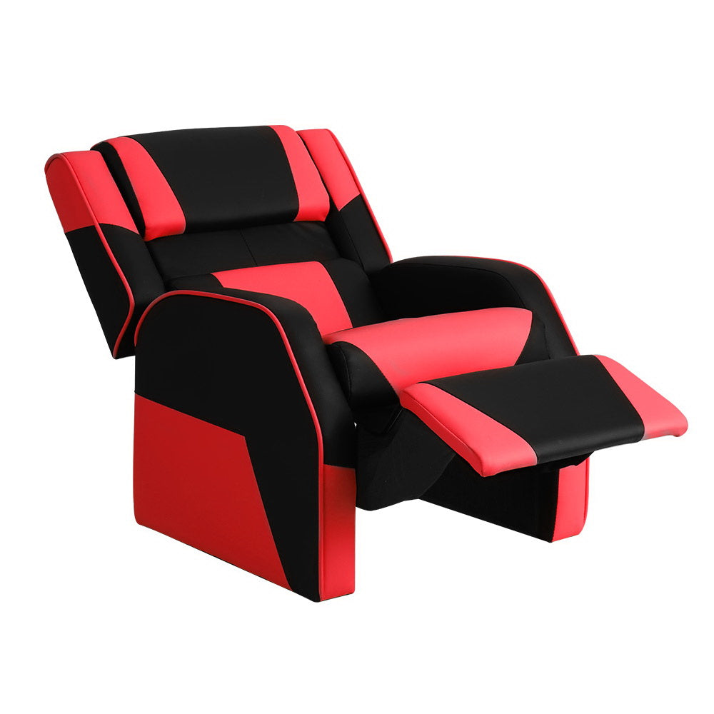 Kids Recliner Chair PU Leather Gaming Sofa Lounge Armchair - Black Red