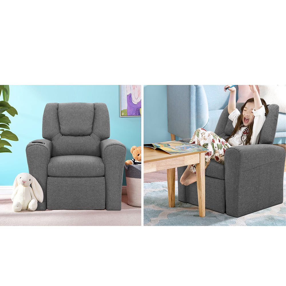 Kids Reclining Armchair Couch - Grey