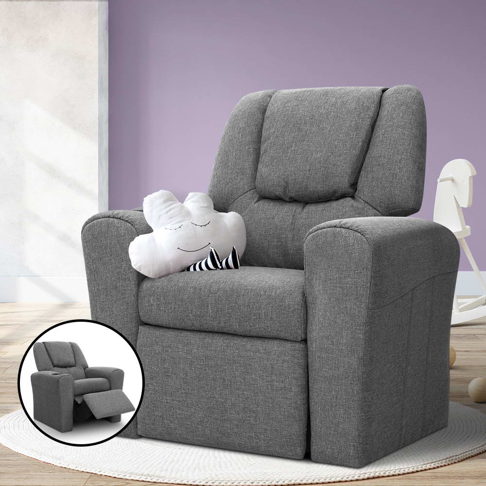 Kids Reclining Armchair Couch - Grey