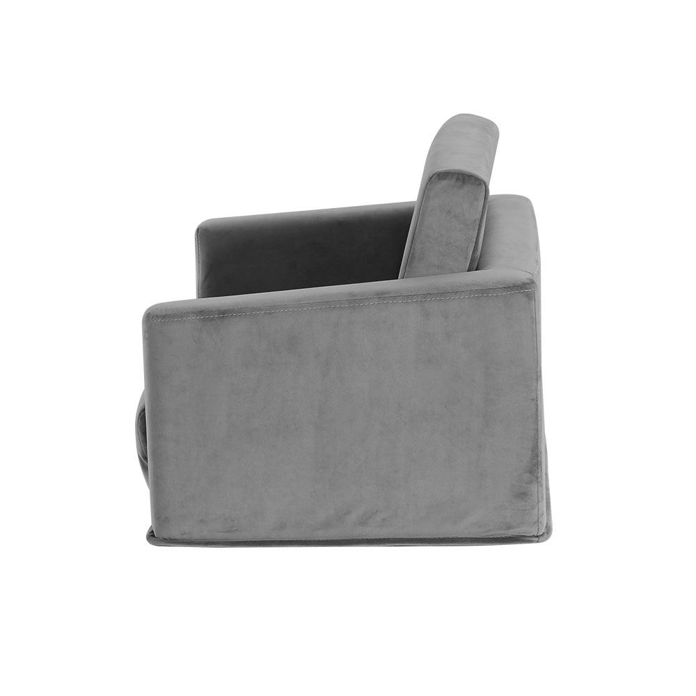 Kids Convertible Sofa Flip Open Children Longe Couch Grey - 2 Seater