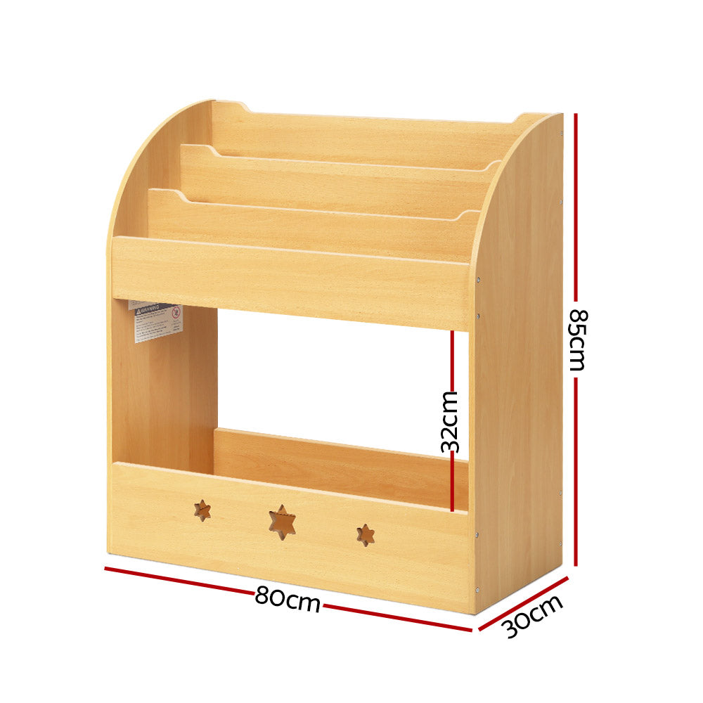 Kids Bookshelf Children Toy Storage Shelf Rack Organiser - Wooden