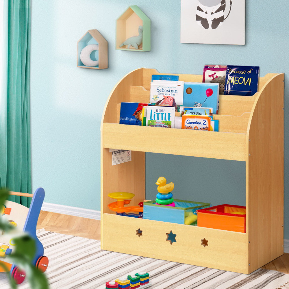 Kids Bookshelf Children Toy Storage Shelf Rack Organiser - Wooden