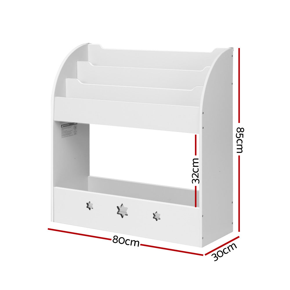 Kids Bookshelf Children Toy Storage Shelf Rack Organiser - White