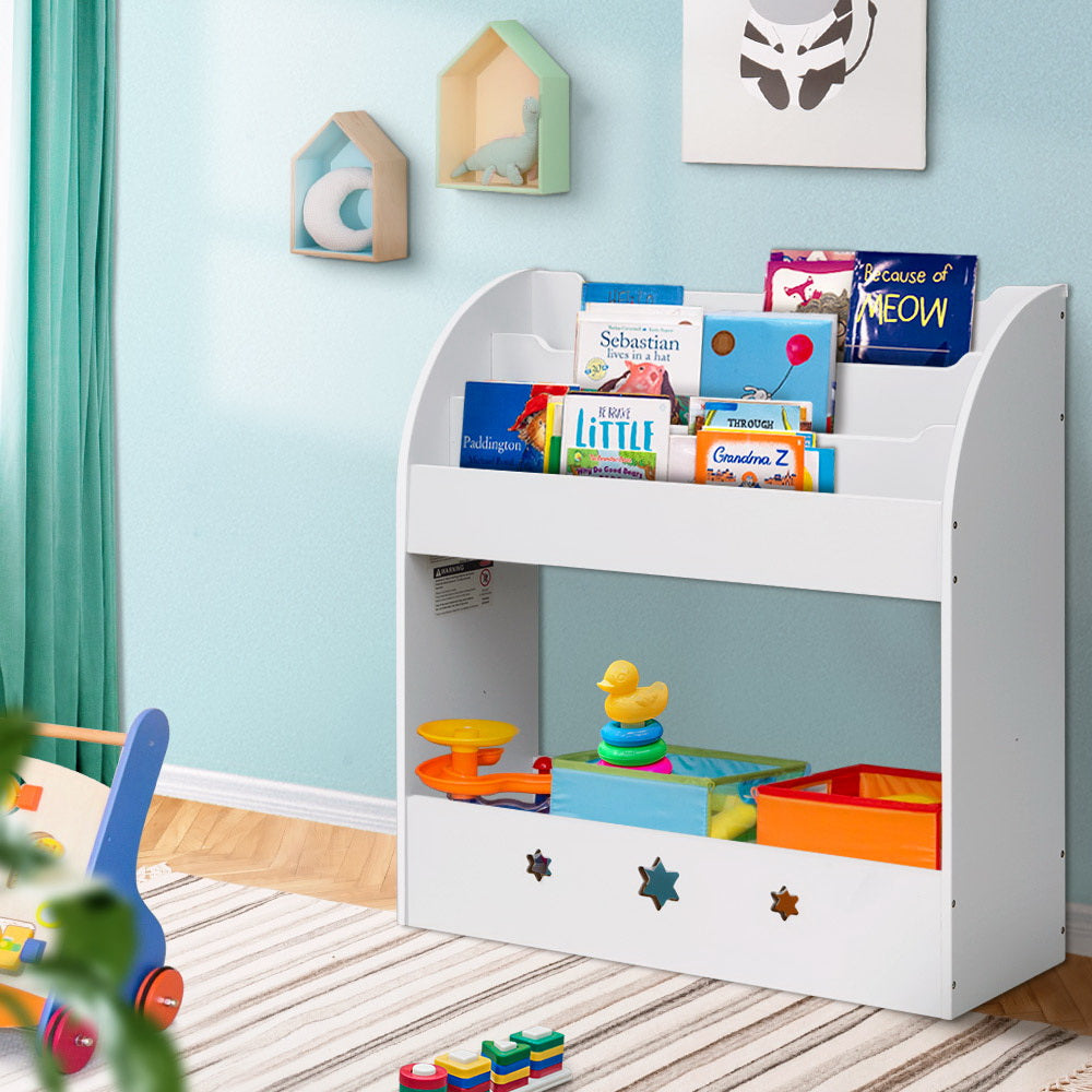 Kids Bookshelf Children Toy Storage Shelf Rack Organiser - White