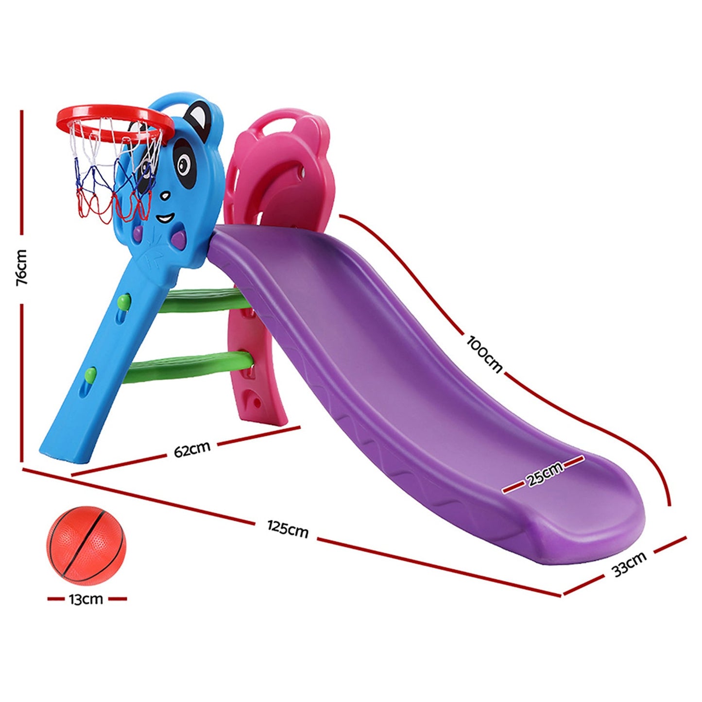 Kids Outdoor Slide with Basketball hoop