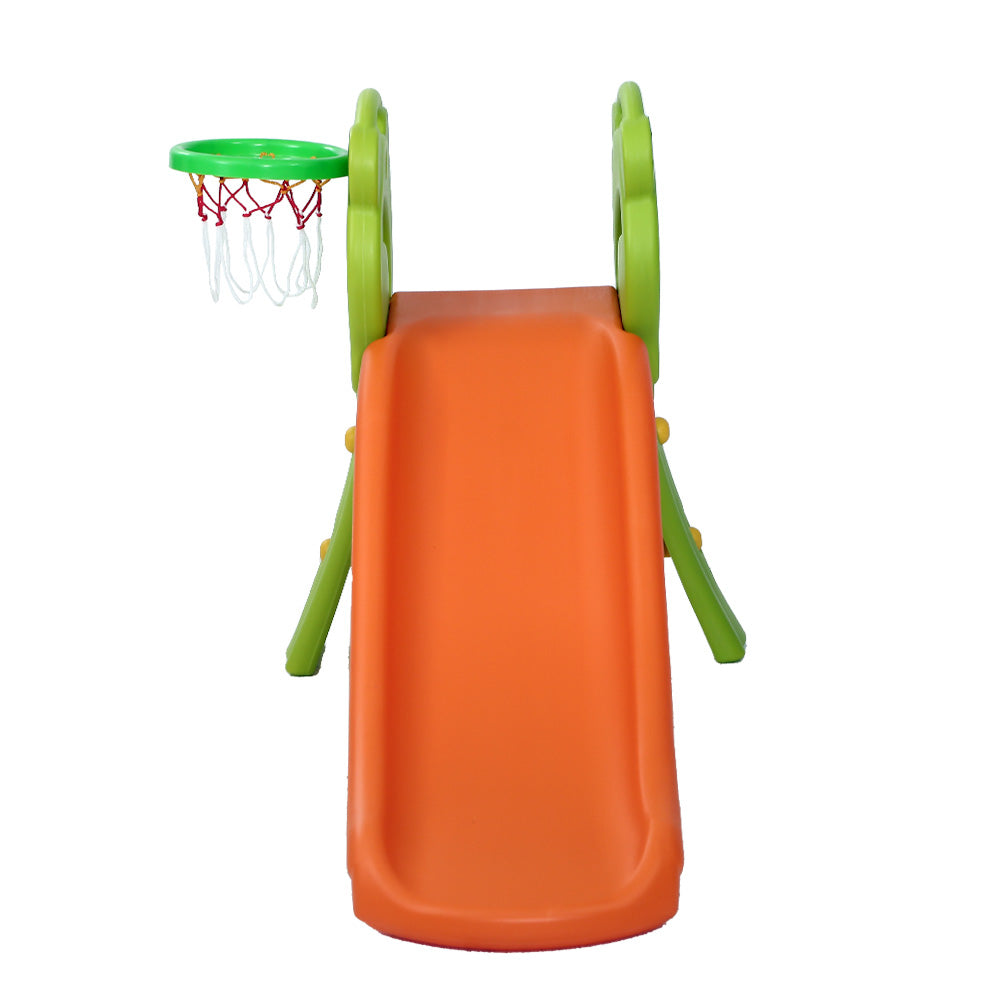 Kids Slide Basketball Hoop Activity Center Outdoor Play Set - Orange