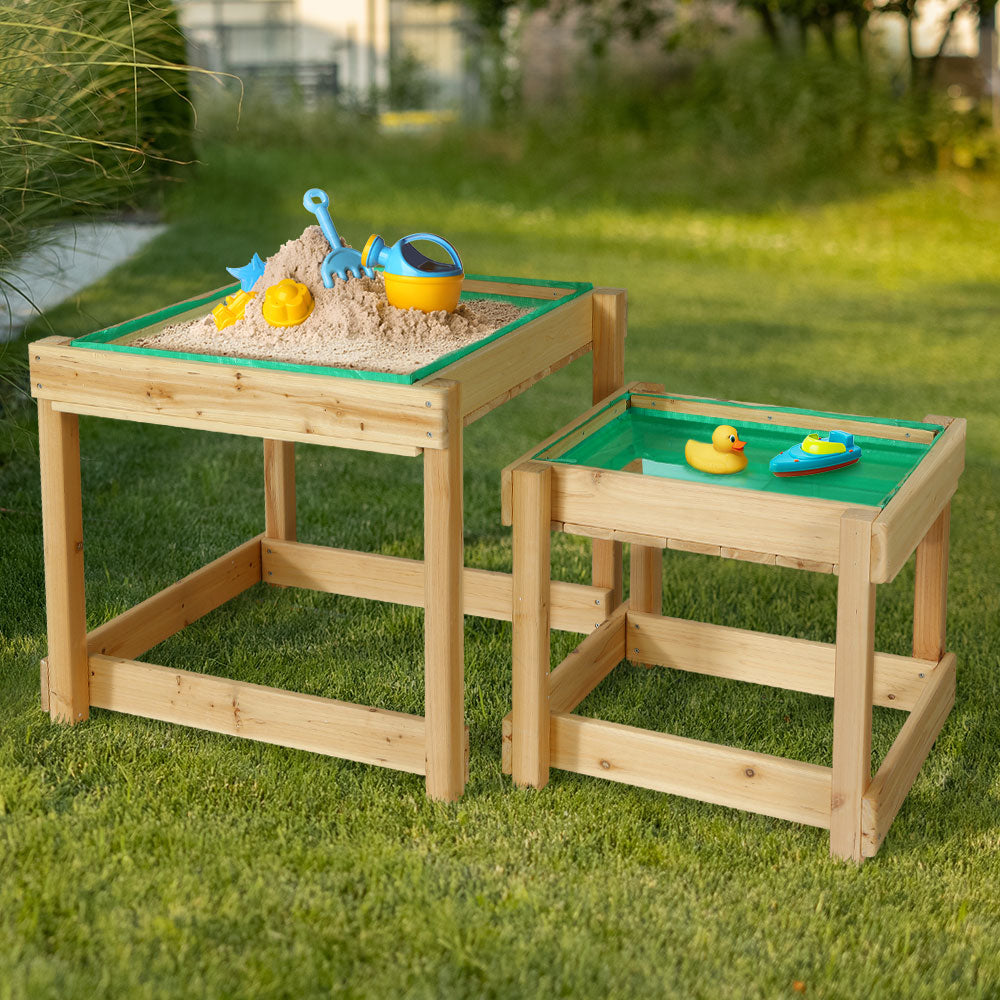 Kids Sandpit Water Wooden Table with Cover Outdoor Toys