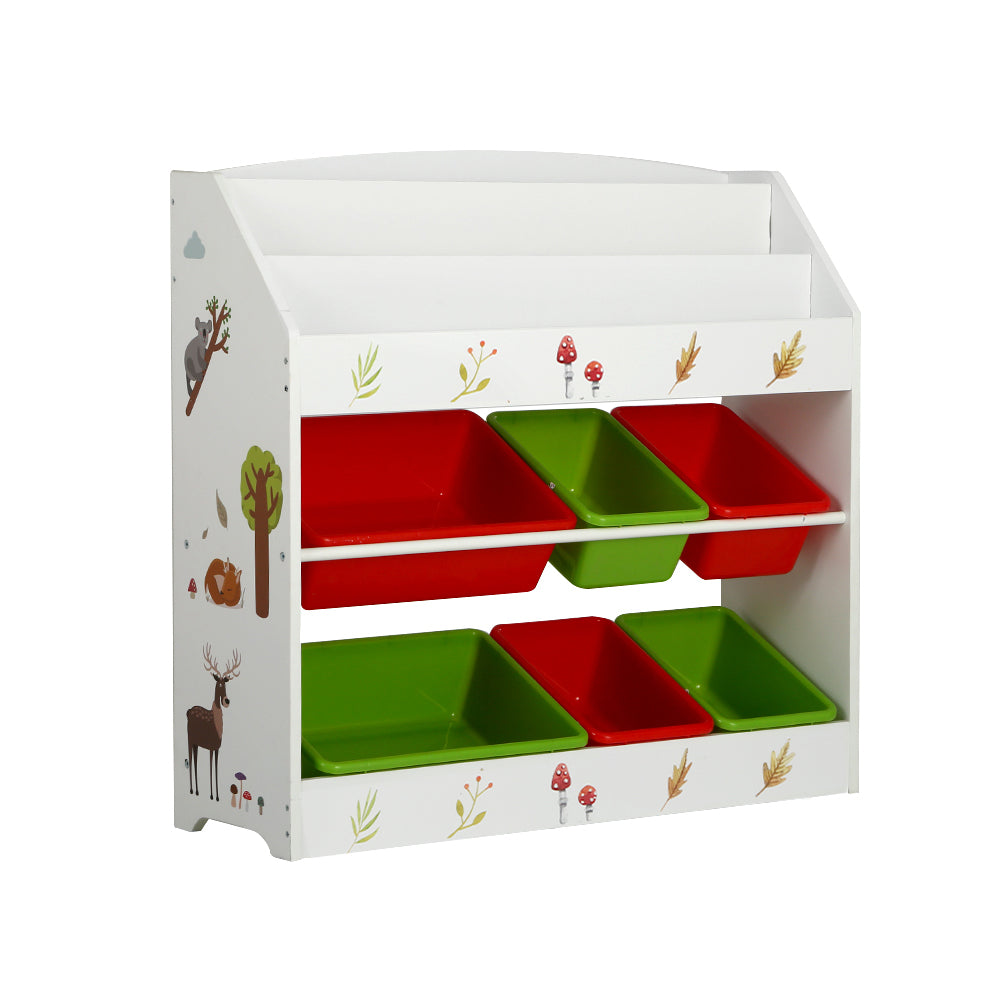 Kids Bookshelf Toy Box Organiser Display Storage Box - 6 Bins