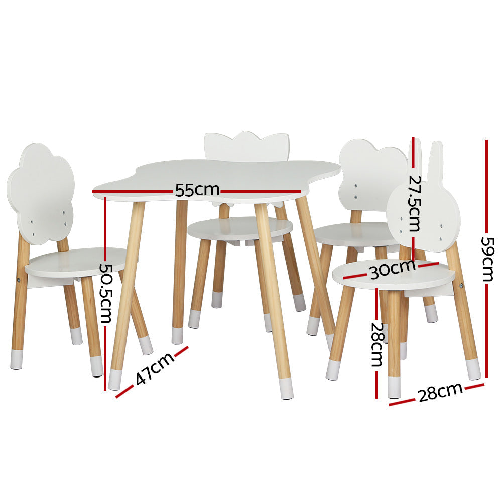 Kids Table Chairs Set Children Activity Study Play Desk - Set of 5