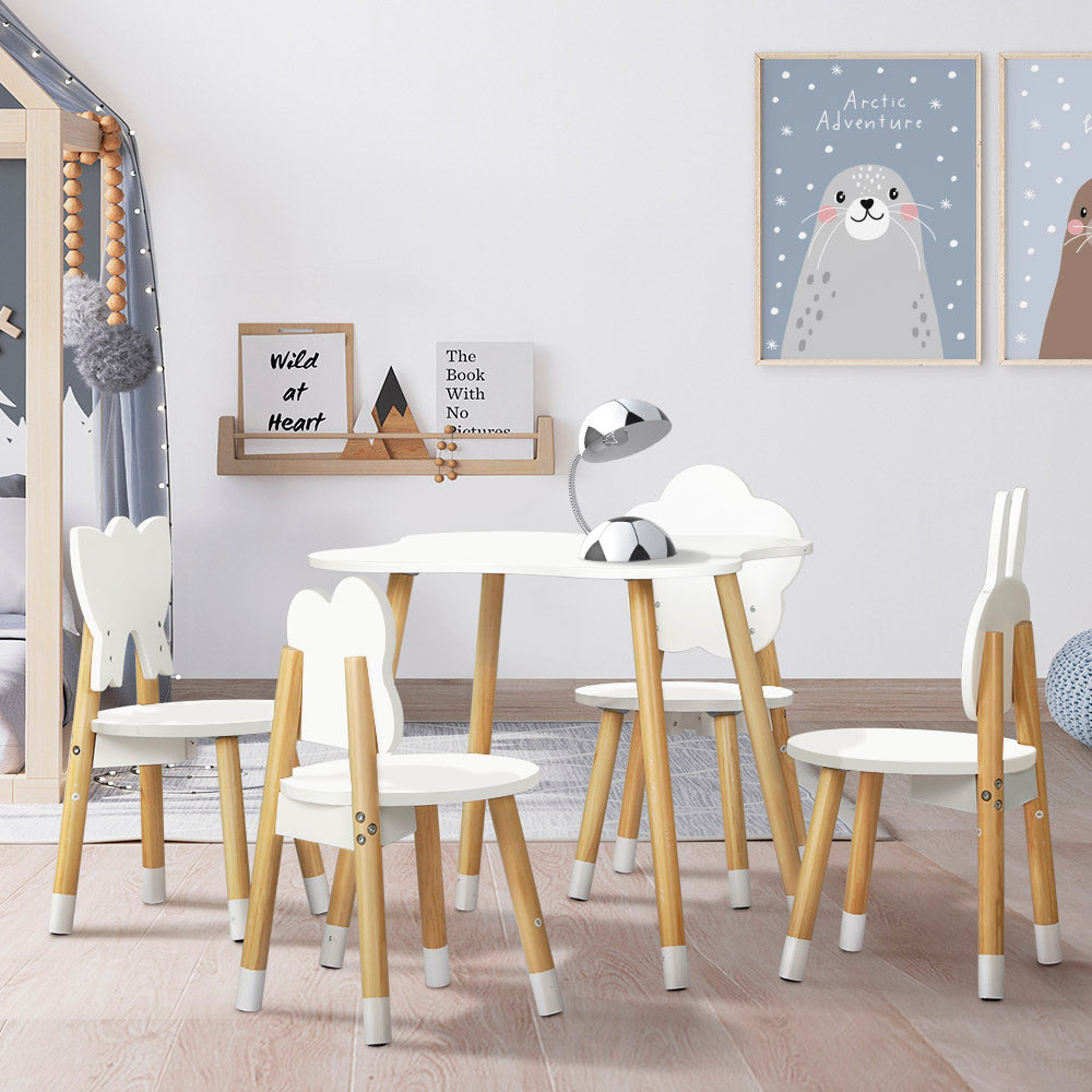 Kids Table Chairs Set Children Activity Study Play Desk - Set of 5