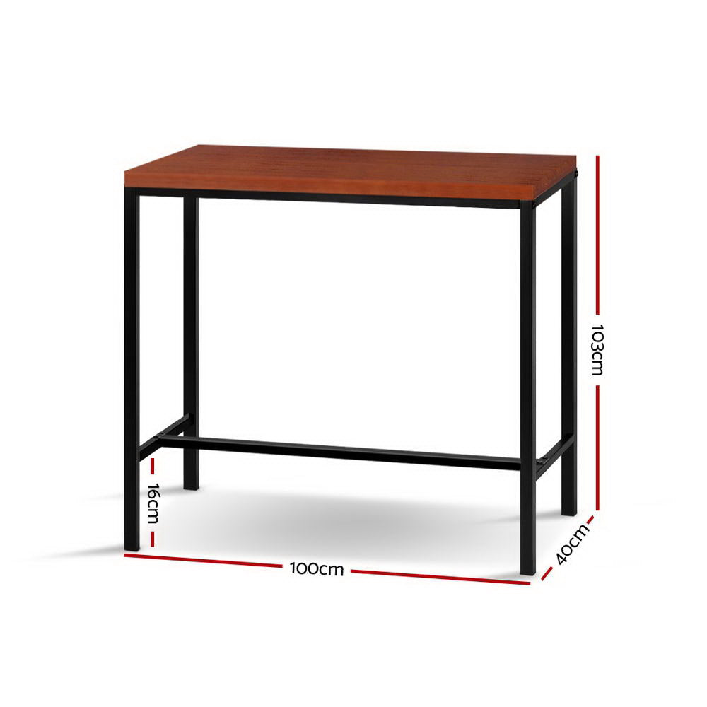 Vintage Bar Table Retro Pine Wood Metal Frame