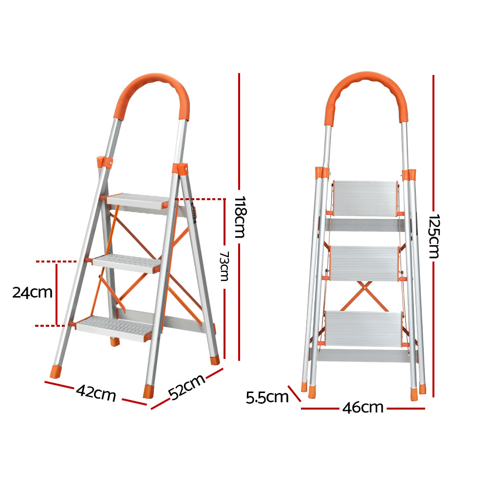 Home Multi-Purpose Ladder Folding Aluminium Non Slip Platform - 3 Steps