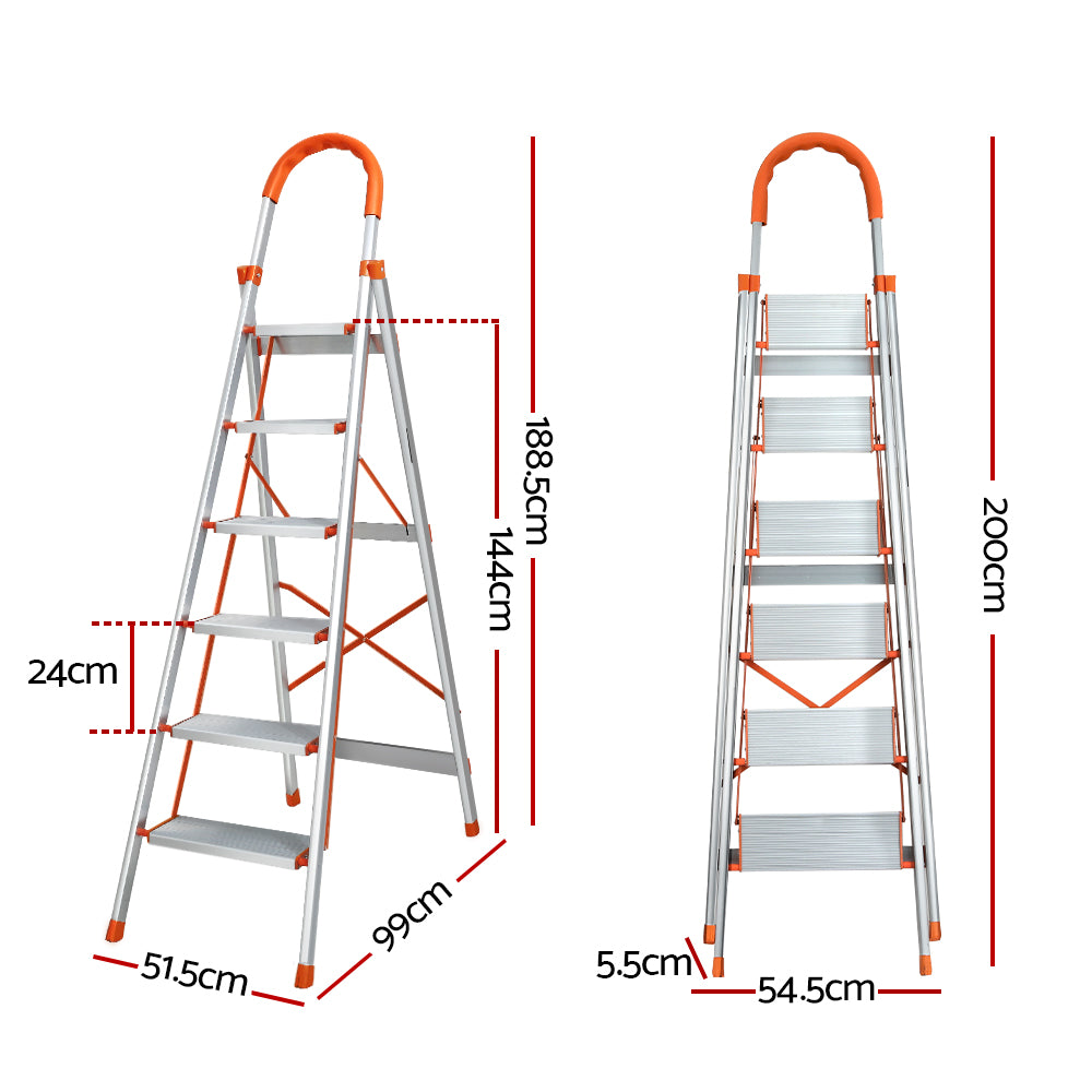 Home Multi-Purpose Ladder Folding Aluminium Non Slip Platform - 6 Steps