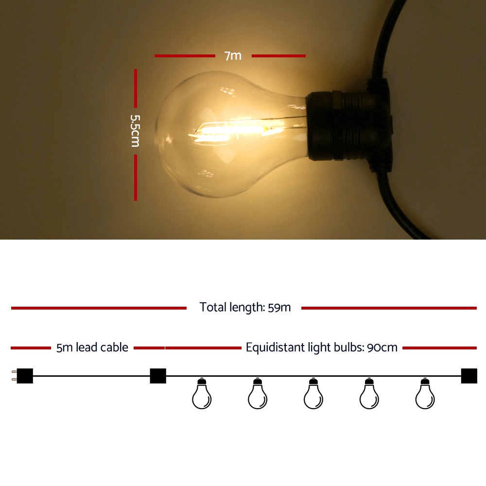 Festoon LED String Lights Outdoor Party Garden Decor - 59m