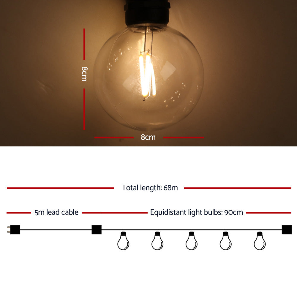 Outdoor LED Festoon Lighting Kits Wedding Party - 68m