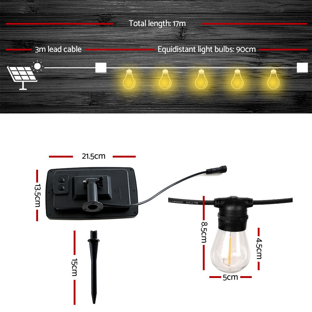Solar LED String Lights Outdoor Party Garden Decor - 17m
