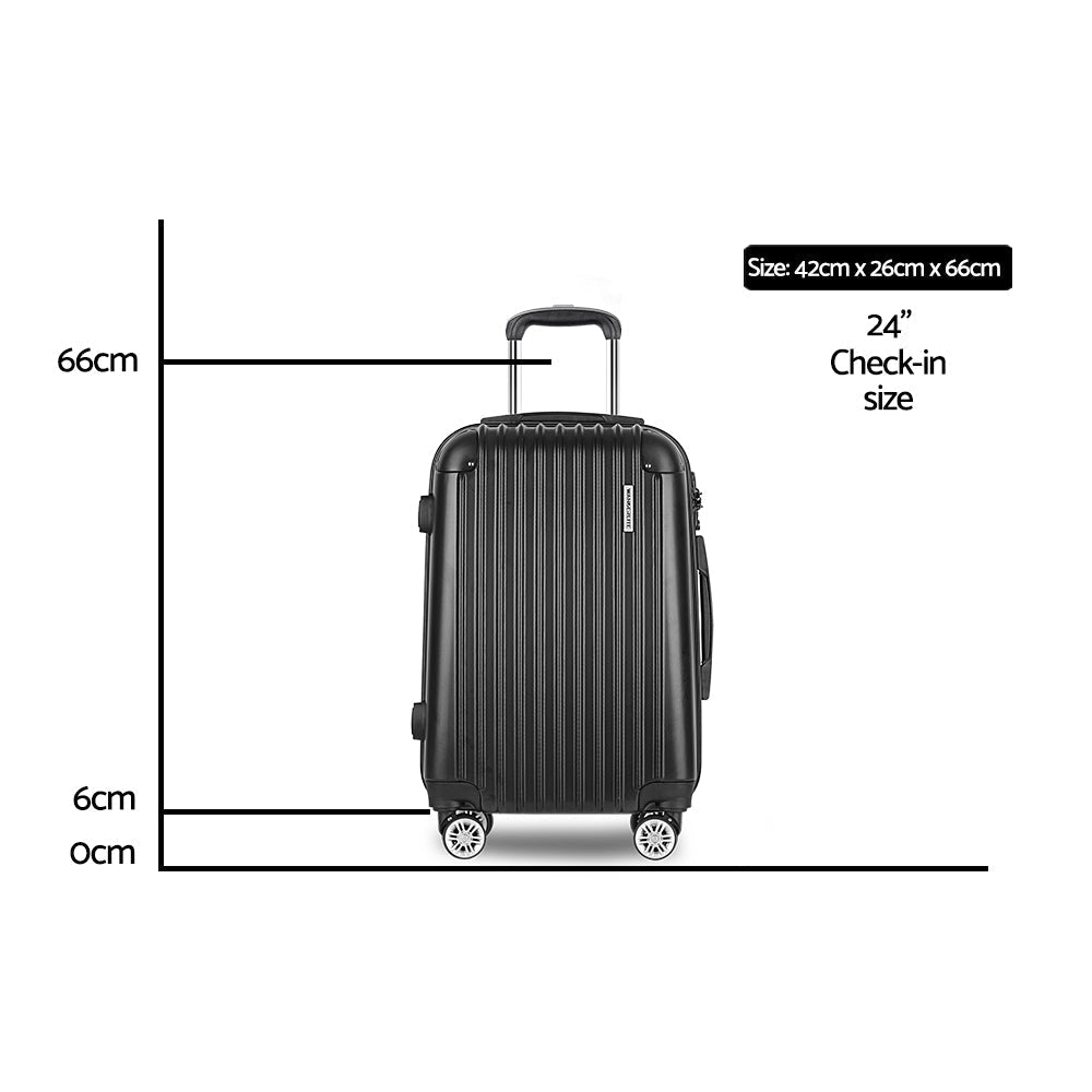 24" Luggage Trolley Travel Suitcase Set Hard Case Shell Lightweight