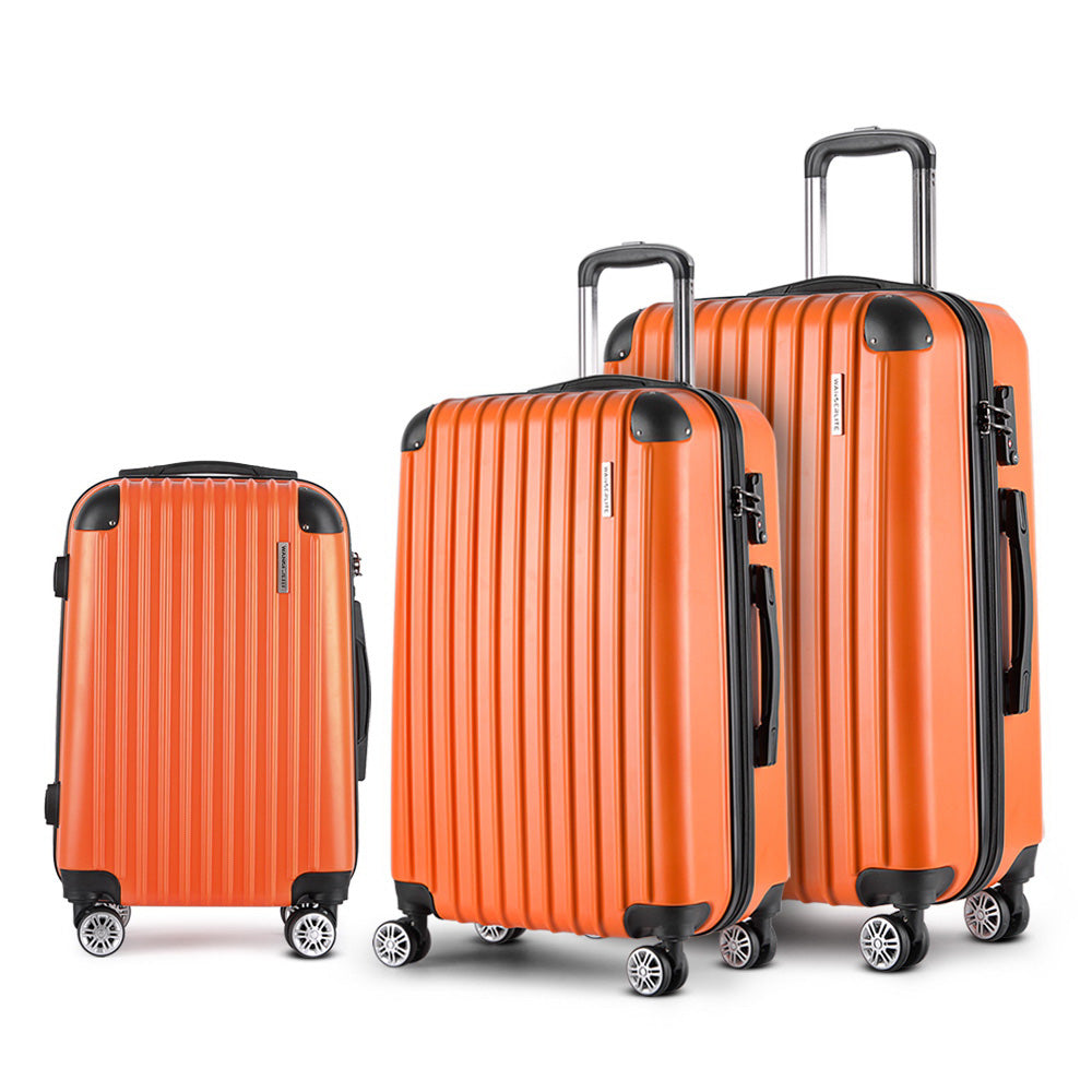 3pc Luggage Sets Trolley Travel Suitcases TSA Hard Case Orange