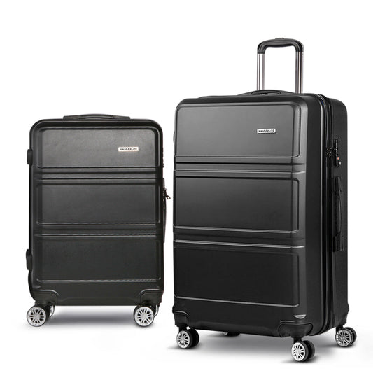 28" Luggage Trolley Travel Suitcase Set TSA Lock Hard Case Black