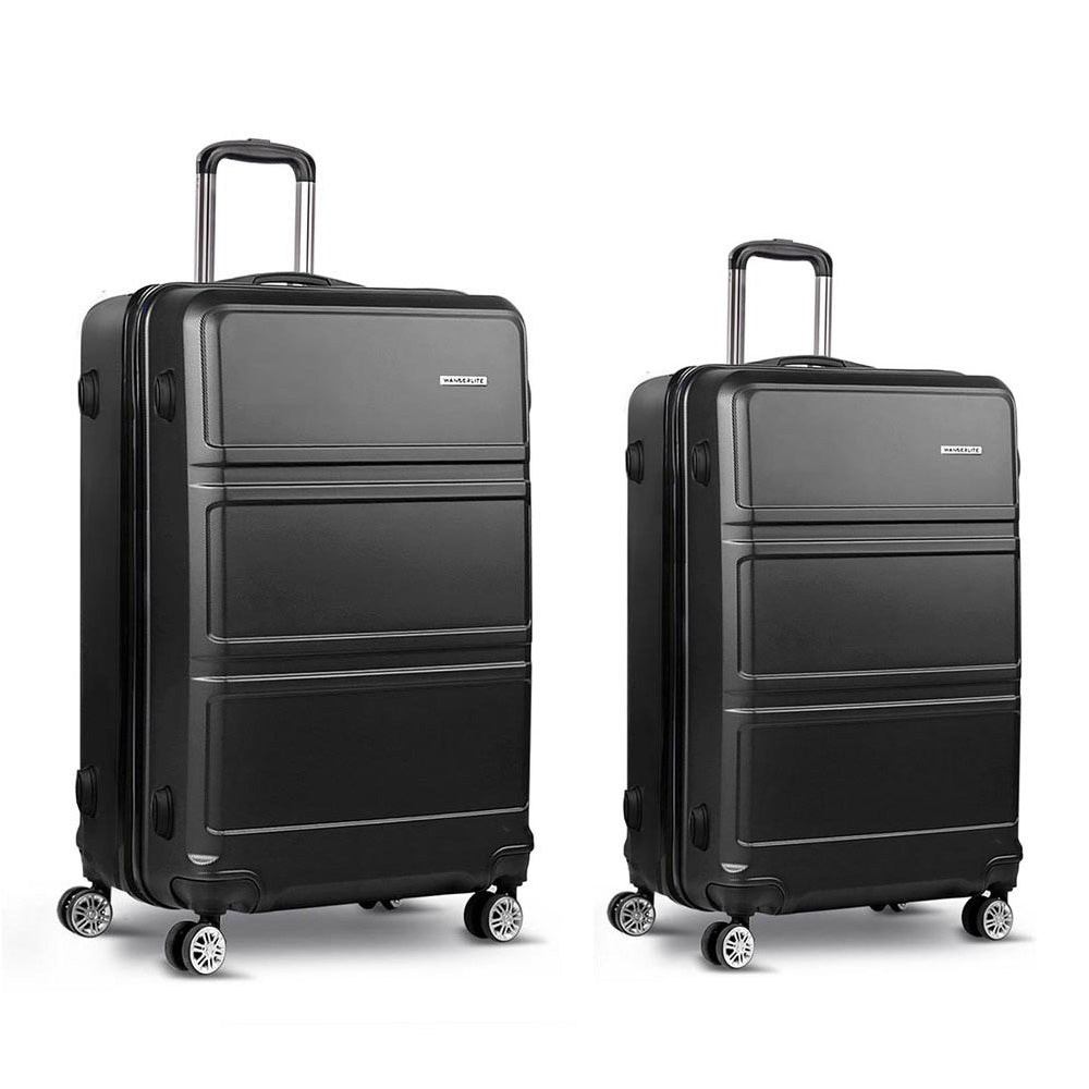 28" Luggage Trolley Travel Suitcase Set TSA Lock Hard Case Black