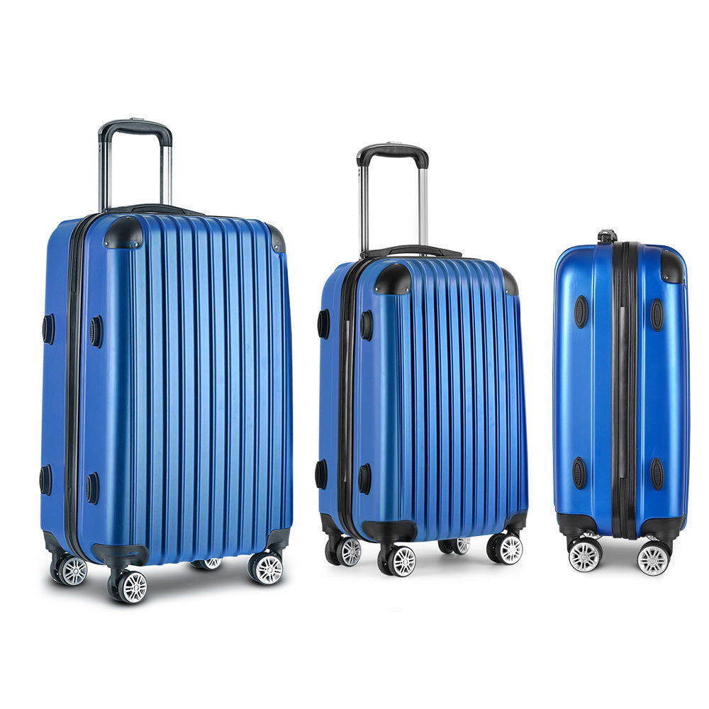 3pcs Luggage Set Travel Suitcase Storage Organiser TSA lock Blue