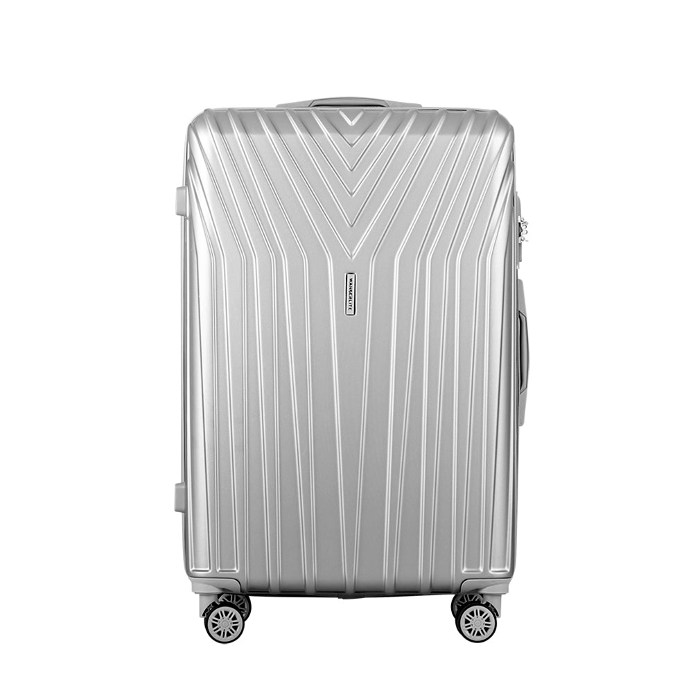 3pc Luggage 20'' 24'' 28'' Trolley Suitcase Sets Travel Hard Case Lightweight Silver