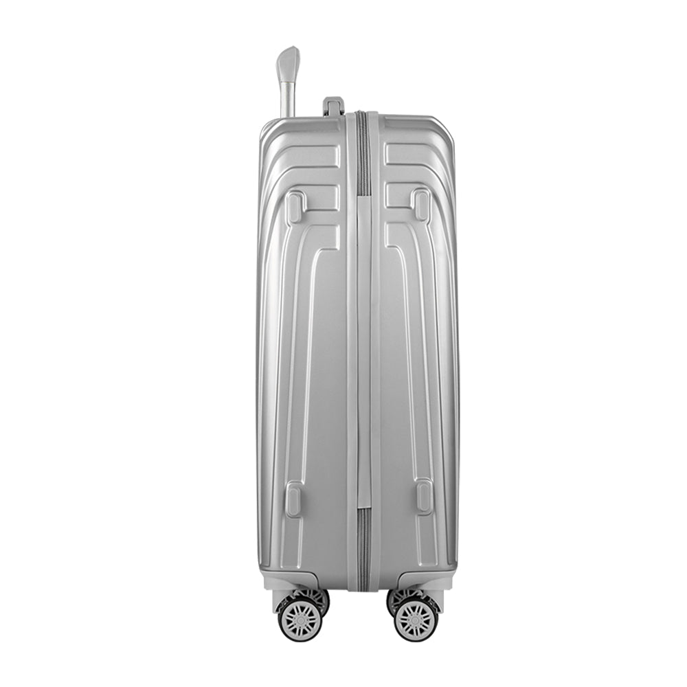 3pc Luggage 20'' 24'' 28'' Trolley Suitcase Sets Travel Hard Case Lightweight Silver