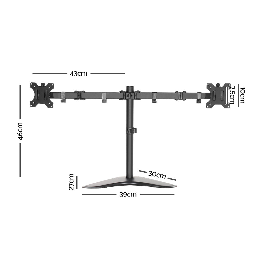 Dual Monitor Arm Stand Brackets - Black